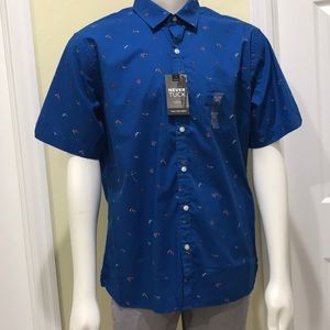 Van Heusen never tuck blue turtle shirt